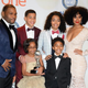 Posing with the award for Outstanding Television Comedy Series for Black-ish in the press room at the 46th NAACP Image Awards at the Pasadena Civic Auditorium in California Feb. 6, 2015, back row: Image Awards host Anthony Anderson, Marcus Scribner, Yara Shahidi and Tracee Ellis Ross. Front row: Marsai Martin and Miles Brown.
ROBYN BECK/AFP/Getty Images